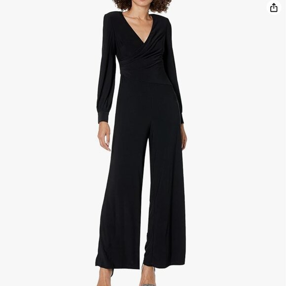 Adrianna PapellLong Sleeve Matte Jersey Wide Leg Jumpsuit